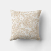 ベージュヴィンテージバラフラワーパターン クッション (裏面)