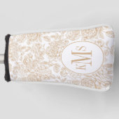 ベージュヴィンテージバラフラワーパターン ゴルフヘッドカバー (正面)