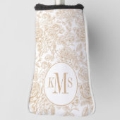 ベージュヴィンテージバラフラワーパターン ゴルフヘッドカバー (回転90)