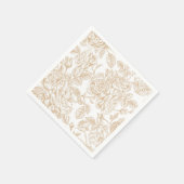 ベージュヴィンテージバラフラワーパターン スタンダードカクテルナプキン (角)