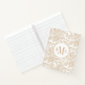 ベージュヴィンテージバラフラワーパターン ノートブック (内部)