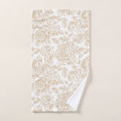 ベージュヴィンテージバラフラワーパターン バスタオルセット (ハンドタオル)