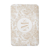 ベージュヴィンテージバラフラワーパターン バスマット (正面縦)