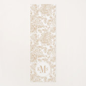 ベージュヴィンテージバラフラワーパターン ヨガマット (正面)