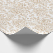ベージュヴィンテージバラフラワーパターン ラッピングペーパー (角)
