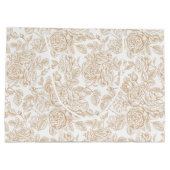 ベージュヴィンテージバラフラワーパターン ラージペーパーバッグ (裏面)