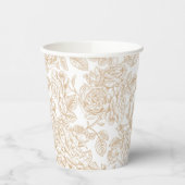 ベージュヴィンテージバラフラワーパターン 紙コップ (左)