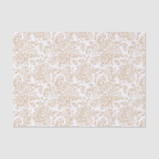 ベージュヴィンテージバラフラワーパターン 薄葉紙 (正面)