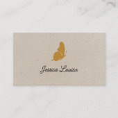 ベージュヴィンテージミニマルハエレガントチョウ 名刺 (正面)