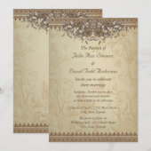 ベージュヴィンテージレ結婚ース 招待状 (正面/裏面)