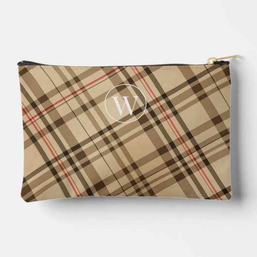 ベージュヴィンテージ格子模様ゴルフ アクセサリーポーチ (裏面)