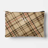 ベージュヴィンテージ格子模様ゴルフ アクセサリーポーチ (正面)