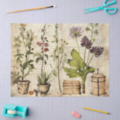 ベージュヴィンテージ水彩ナチュラルワイルドフラワー 薄葉紙 (クラフト)