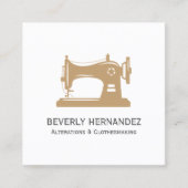 ベージュヴィンテージ裁縫機船員構造変化 スクエア名刺 (正面)