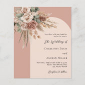 ベージュージグリーンバラアーチ結婚式招待状 (正面)