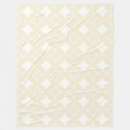 ベージュ七宝パターン フリースブランケット