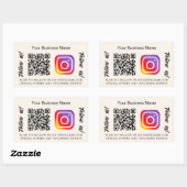 ベージュ事業名qrコードInstagram 長方形シール (シート)