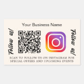 ベージュ事業名qrコードInstagram 長方形シール (正面)