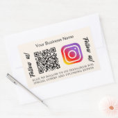 ベージュ事業名qrコードInstagram 長方形シール (封筒)