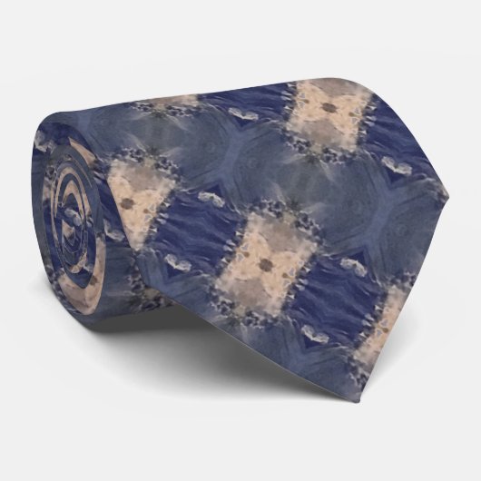 ベージュ付き青 ネクタイ (ロール)