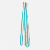 ベージュ伝統的とライトブルーのストライプパターン ネクタイ (裏面)