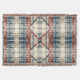 ベージュ伝統的と赤の格子模様 スローブランケット