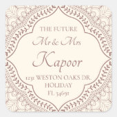 ベージュ伝統的・メヘンディ・ヒンドゥー結婚教の住所 スクエアシール (正面)