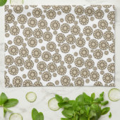 ベージュ円形ホワイトキッチンハンドタオル キッチンタオル (折り畳み)