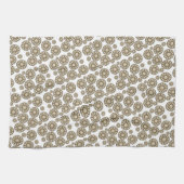 ベージュ円形ホワイトキッチンハンドタオル キッチンタオル (横)