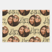 ベージュ写真クリスマスホリデーラッピング紙シート ラッピングペーパーシート (正面)