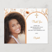 ベージュ写真ワイルドフラワー確認サンキューカード (正面)