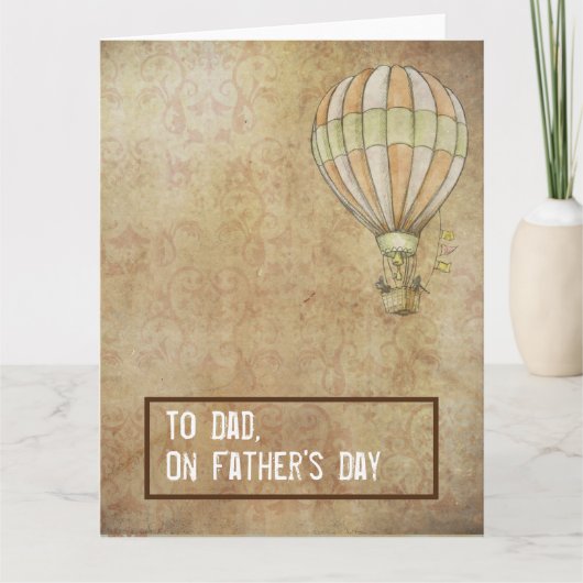 ベージュ動揺して·ホワイト·ホット·エア·バルーン·ファーザーズ·デー カード (正面)