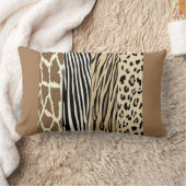 ベージュ動物エンボスプリントゼブラストライプ枕 ランバークッション (ブランケット)