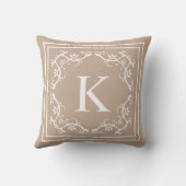 ベージュ及び白色装飾枠モノグラカスタムム クッション (裏面)