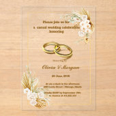 ベージュ及び金ゴールドシンプルアクリル結婚式招待状 アクリル招待状 (正面)