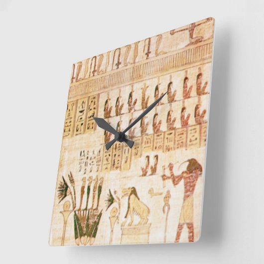 ベージュ古代エジプトの象形文字の壁時計 スクエア壁時計 (傾斜)