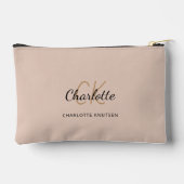 ベージュ名モノグラムイニシャル モダン アクセサリーポーチ (裏面)