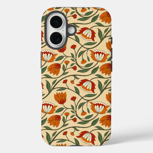 ベージュ地にシームレスな花柄 Case-Mate iPhoneケース (裏面)