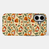 ベージュ地にシームレスな花柄 Case-Mate iPhoneケース (裏面 (横))