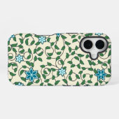 ベージュ地にシームレスな花柄 iPhone 16ケース (裏面横)
