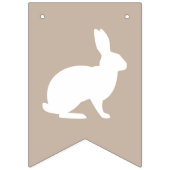 ベージュ地に白ウサギと"Happy Easter"のイースターデザイン バンティングフラッグ (第2の旗)
