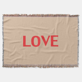 ベージュ地に赤文字で"love" - スローブランケット