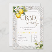 ベージュ地中海のレイタリアンモン卒業パーティー 招待状 (正面)