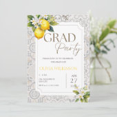 ベージュ地中海のレイタリアンモン卒業パーティー 招待状 (スタンド正面)