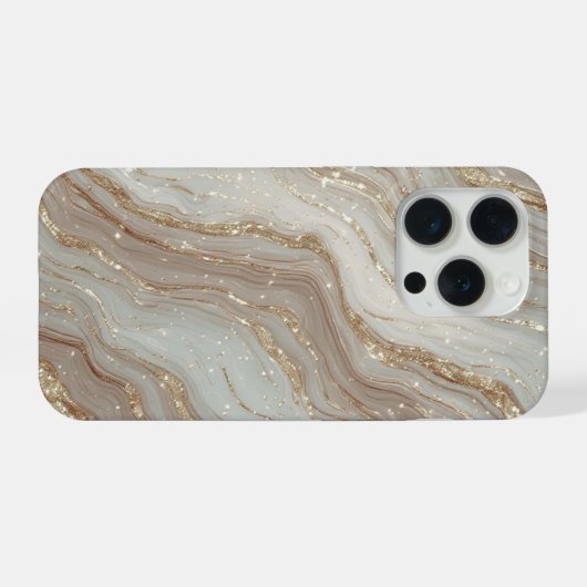 ベージュ大理石の高級ゴールドラメ背景 iPhoneケース (裏面横)