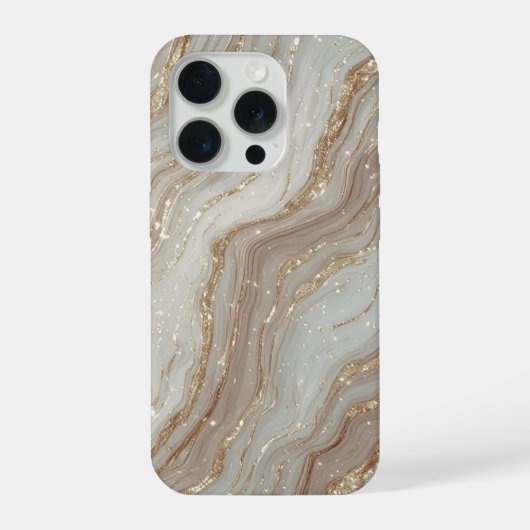 ベージュ大理石の高級ゴールドラメ背景 iPhoneケース (裏面)