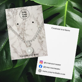 ベージュ大理石ネックレスイヤリングディスプレイカード