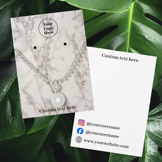 ベージュ大理石ネックレスイヤリングディスプレイカード