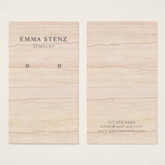 ベージュ大理石模様イヤリング表示カード (正面&裏面)