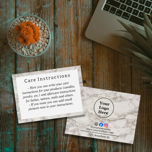 ベージュ大理石気に指示カード